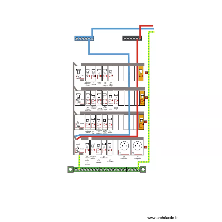 tableau &eacute;lectrique maison. Plan de 