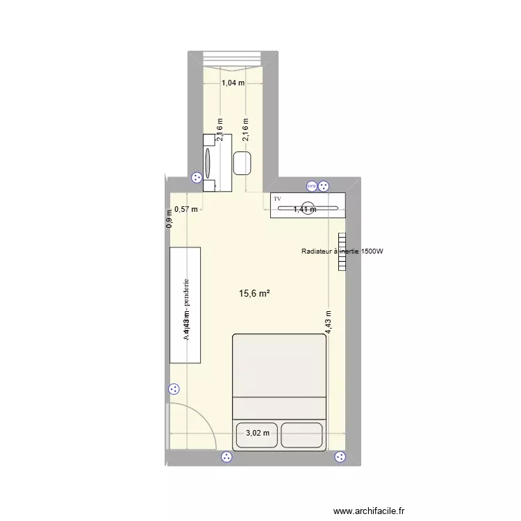 APPARTEMENT CHAMBRE 1 MATHEO. Plan de 1 Pièce et 16 m² APPARTEMENT CHAMBRE 1 MATHEO. Plan de 1 Pièce et 16 m²