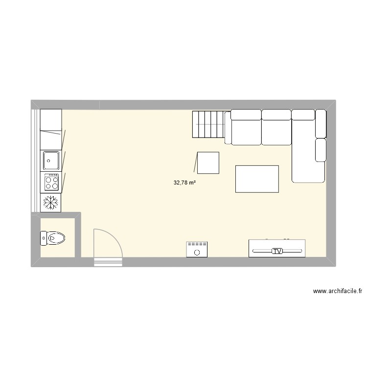 8/4. Plan de 1 pièce et 33 m2