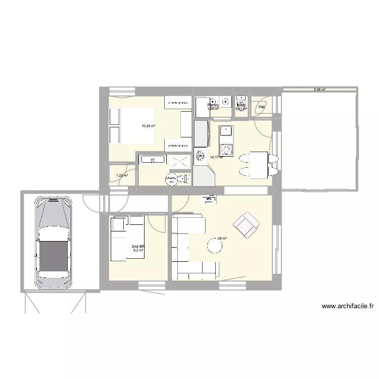 ChaletFR3. Plan de 9  et 56 m²