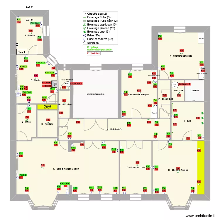 Appartement WR 5 - Electricité. Plan de 18 pièces et 190 m² Appartement WR 5 - Electricité. Plan de 18 pièces et 190 m²