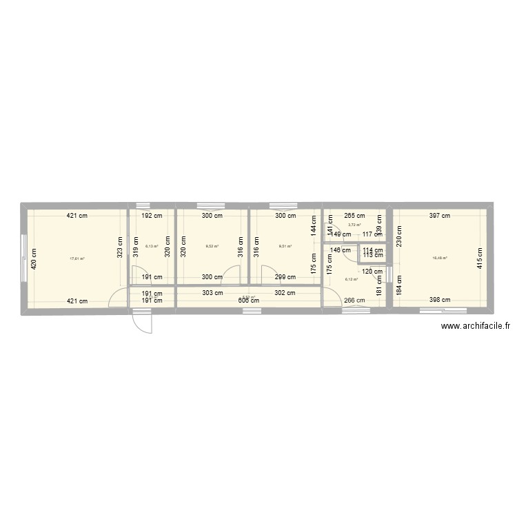 PERAUDEAU origine. Plan de 10 pièces et 77 m2