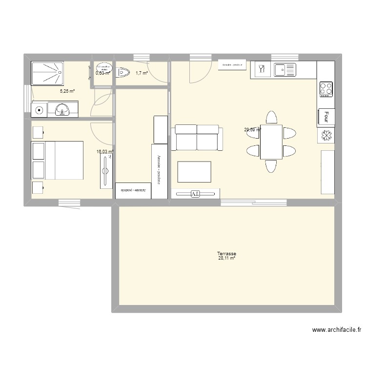 Roudeau 2. Plan de 6 pièces et 81 m2