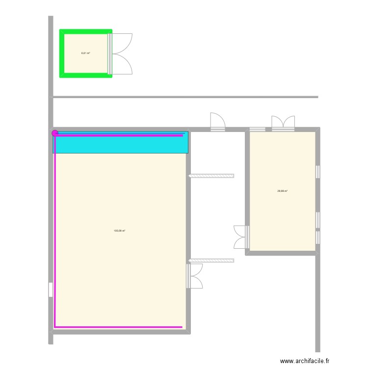 implantation salle membrane du 26 06 25. Plan de 3 pièces et 137 m2