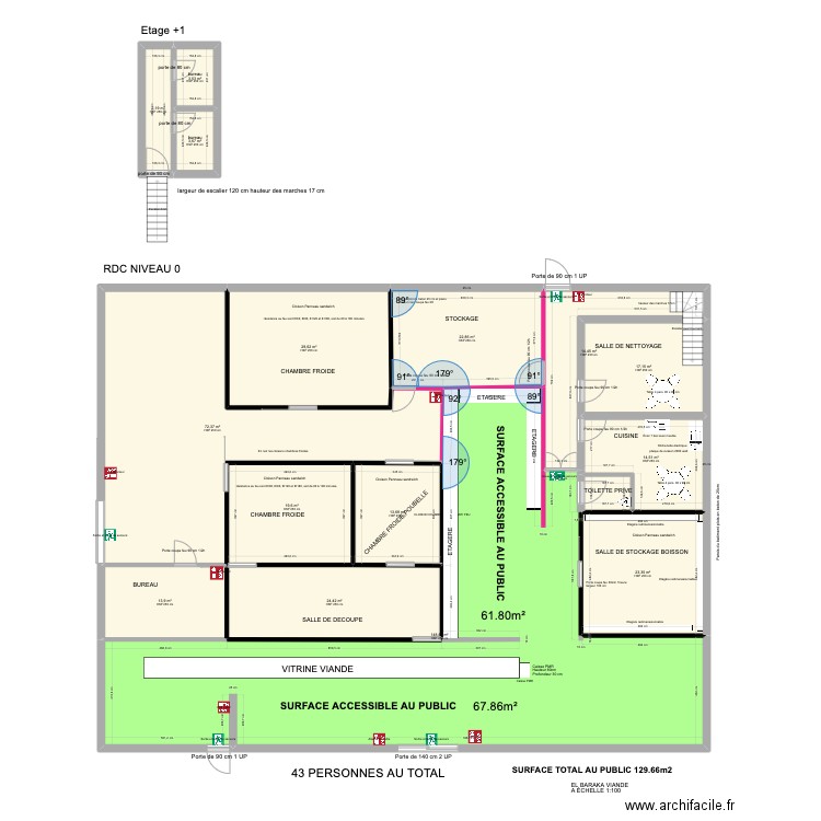 EL BARAKA VIANDE 09/ 2024 -23. Plan de 16 pièces et 430 m2