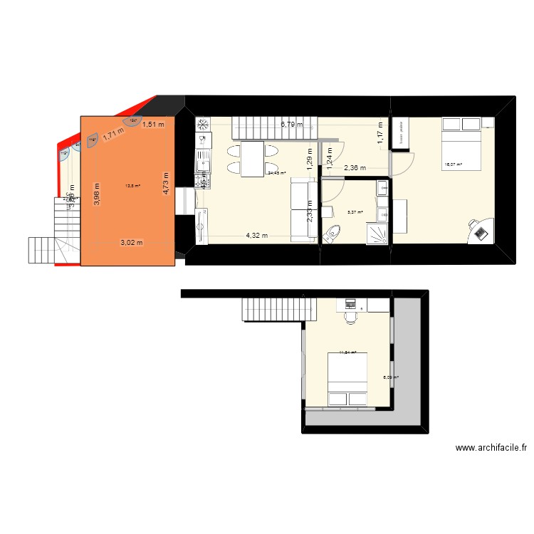 maison 8. Plan de 7 pièces et 80 m2