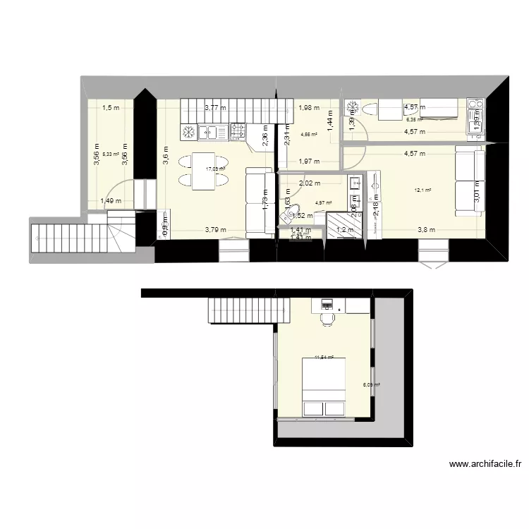 maison 8. Plan de 9 pièces et 68 m²
