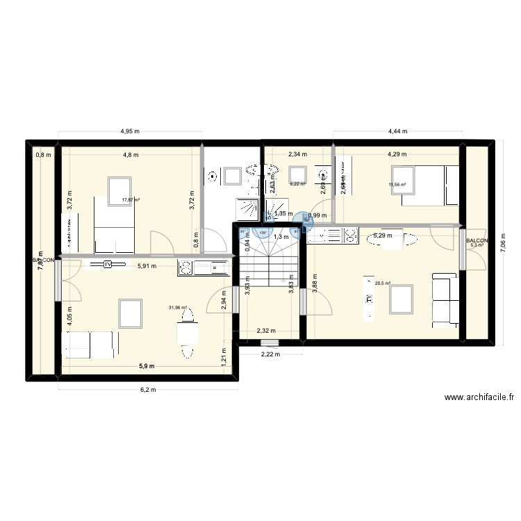 2E MJ V2 hesingue. Plan de 7 pièces et 100 m2