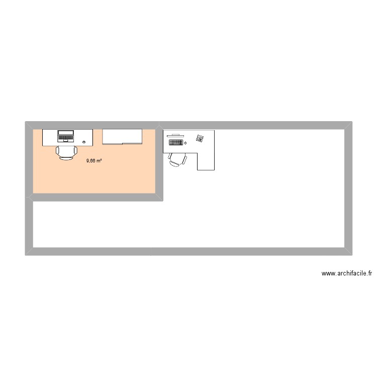 bureau de gaming. Plan de 1 pièce et 10 m2