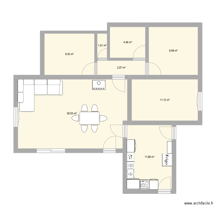 maison travaux. Plan de 8 pièces et 79 m2