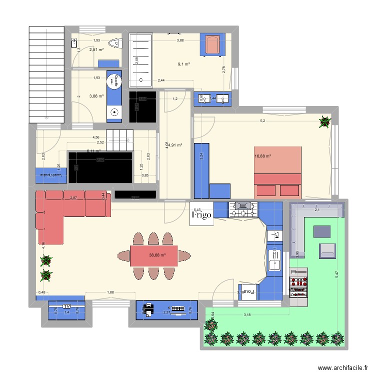 LOVERVAL étage 1. Plan de 11 pièces et 103 m2