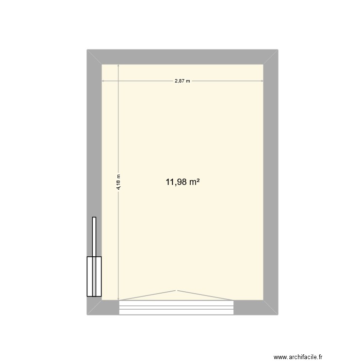 chambre 2. Plan de 1 pièce et 12 m2