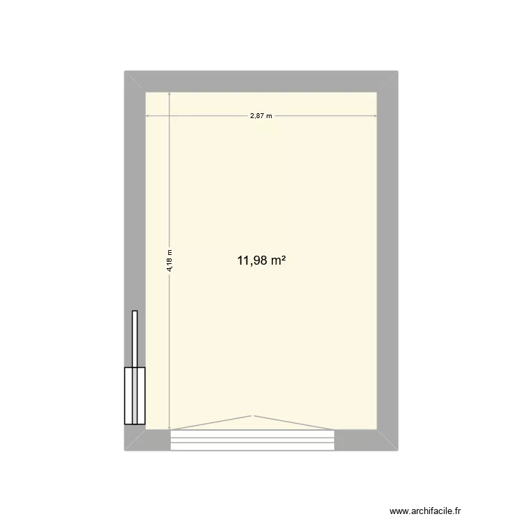 chambre 2. Plan de 1 pièce et 12 m²
