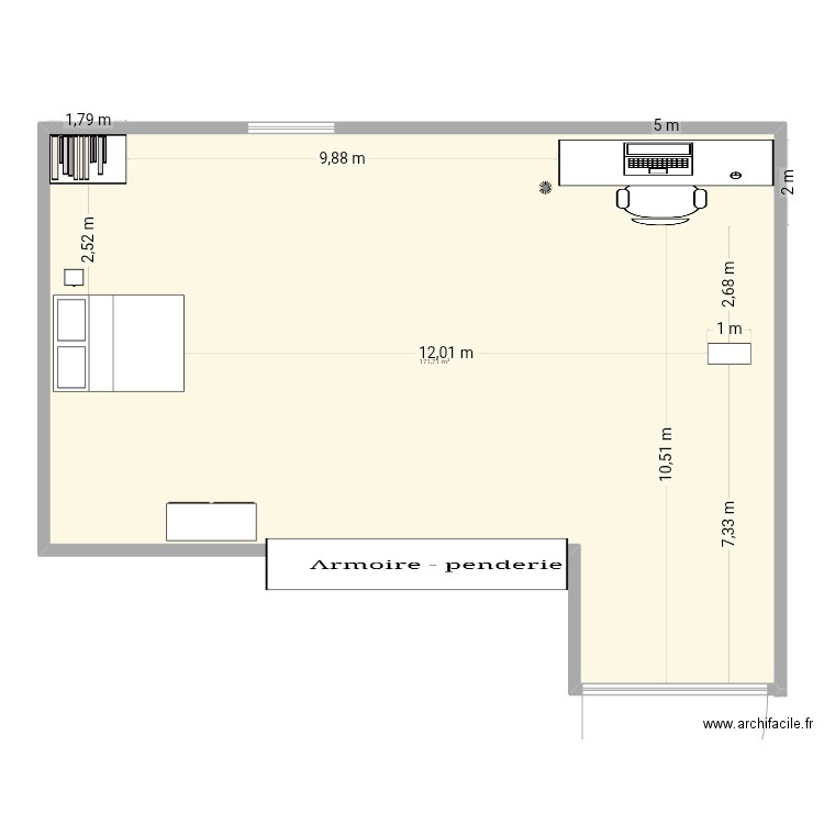 Ma chambre. Plan de 1 pièce et 172 m2