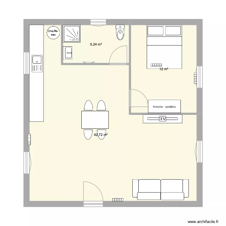 plan maison 3. Plan de 3  et 60 m²
