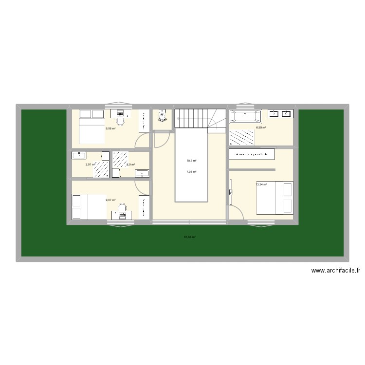 E11. Plan de 10 pièces et 137 m2