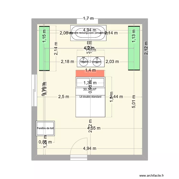 CHAMBRE DE GREG ET LUCIE. Plan de 