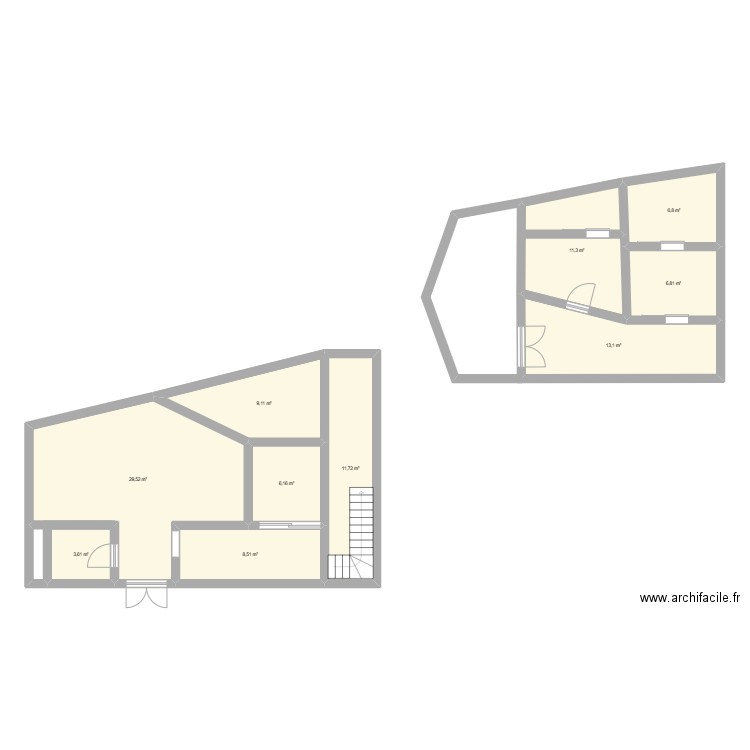 Maquette. Plan de 10 pièces et 107 m2