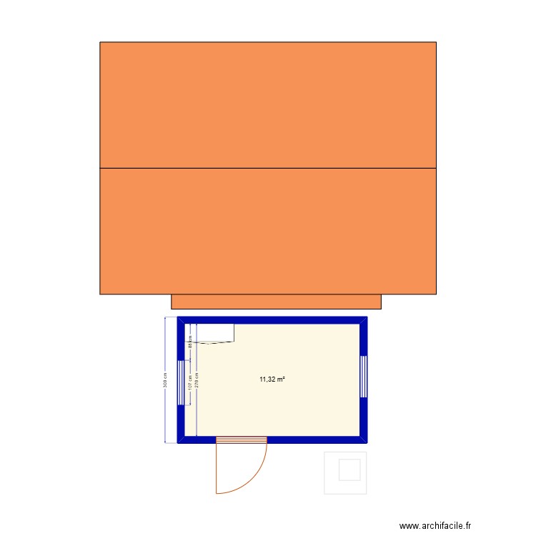 ABRI DE JARDIN. Plan de 1 pièce et 11 m2