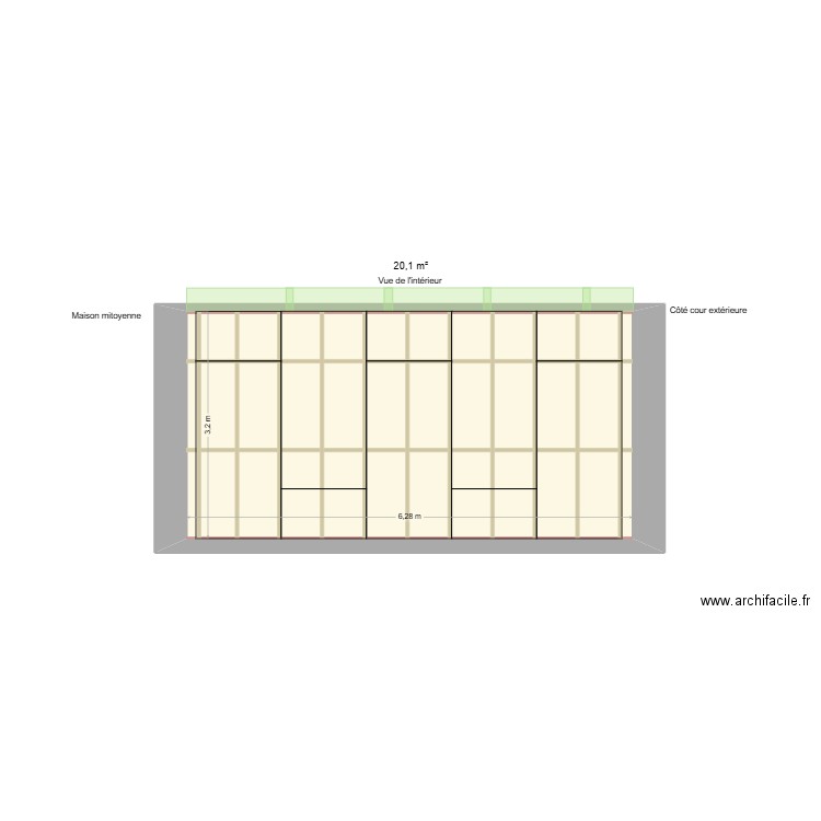 Coupe presbytère garage. Plan de 14 pièces et 232 m2