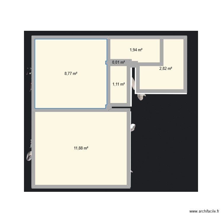 Paris. Plan de 6 pièces et 27 m2