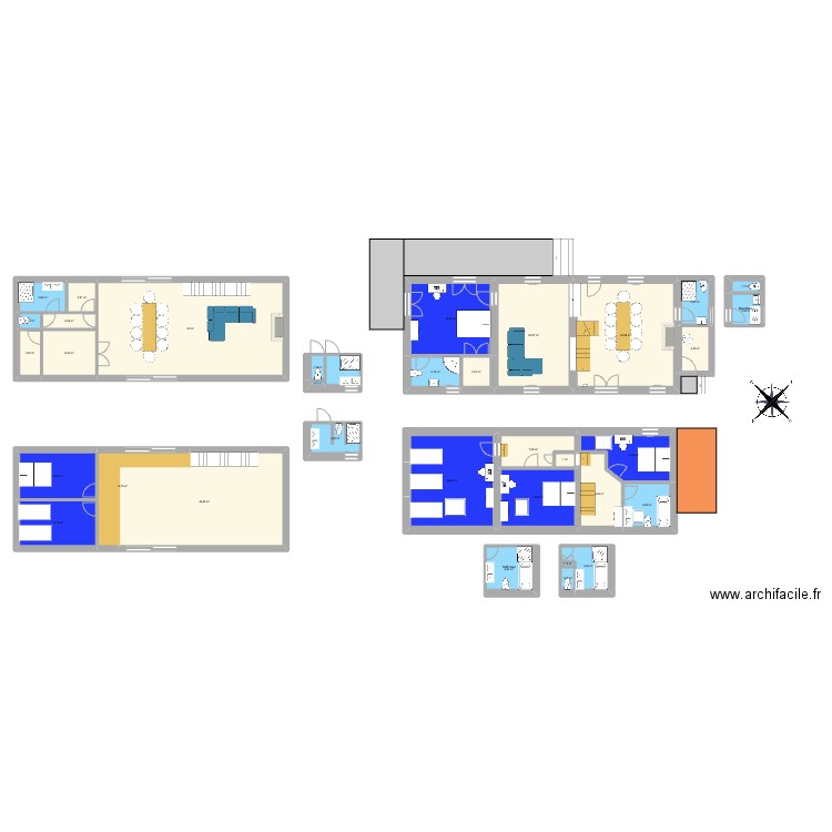 Certelle. Plan de 35 pièces et 371 m2
