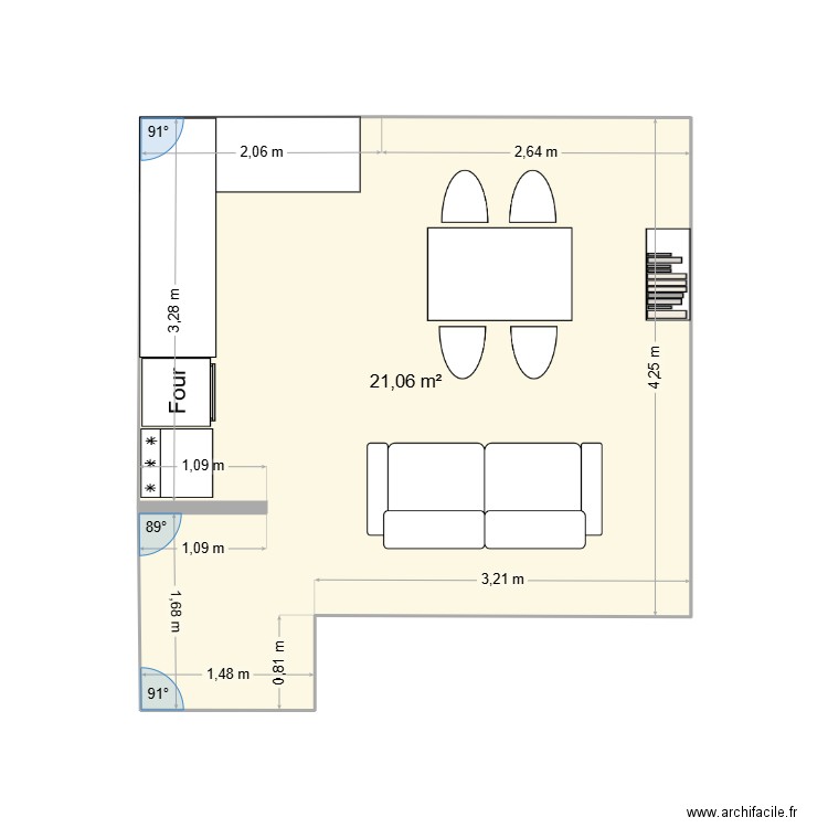 Plan Séjour Appt. Plan de 1 pièce et 21 m2