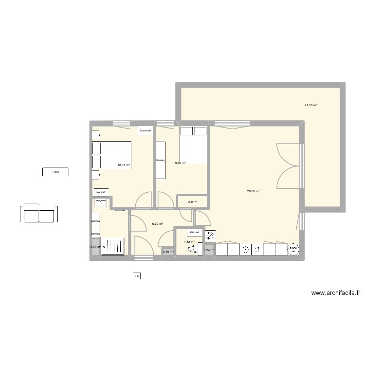 16 Quai Bugnet. Plan de 10 pièces et 86 m2