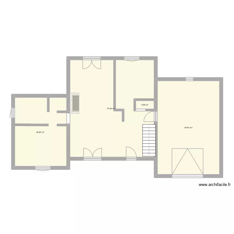 Plan origine. Plan de 4  et 104 m²