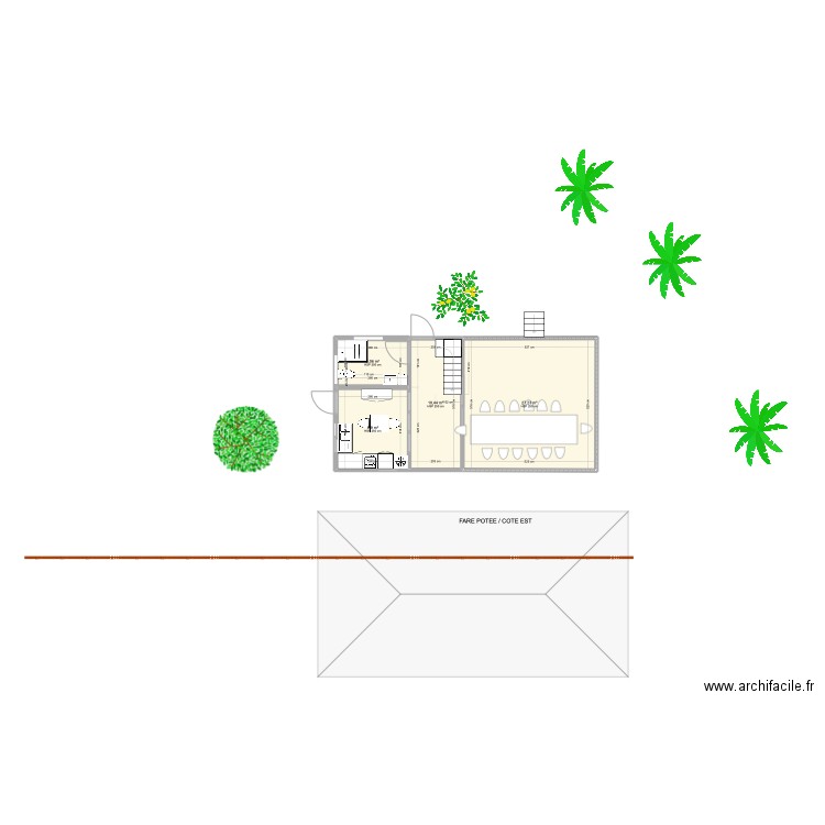 FARE POTEE 2 / COTE EST. Plan de 4 pièces et 52 m2