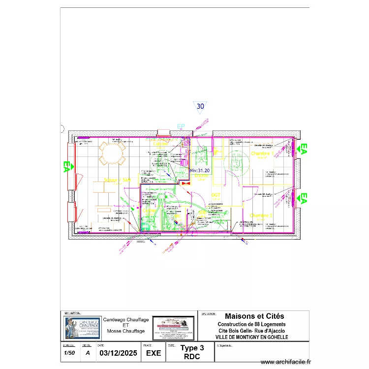 T 3 MONTIGNY EN GOHELLE. Plan de 