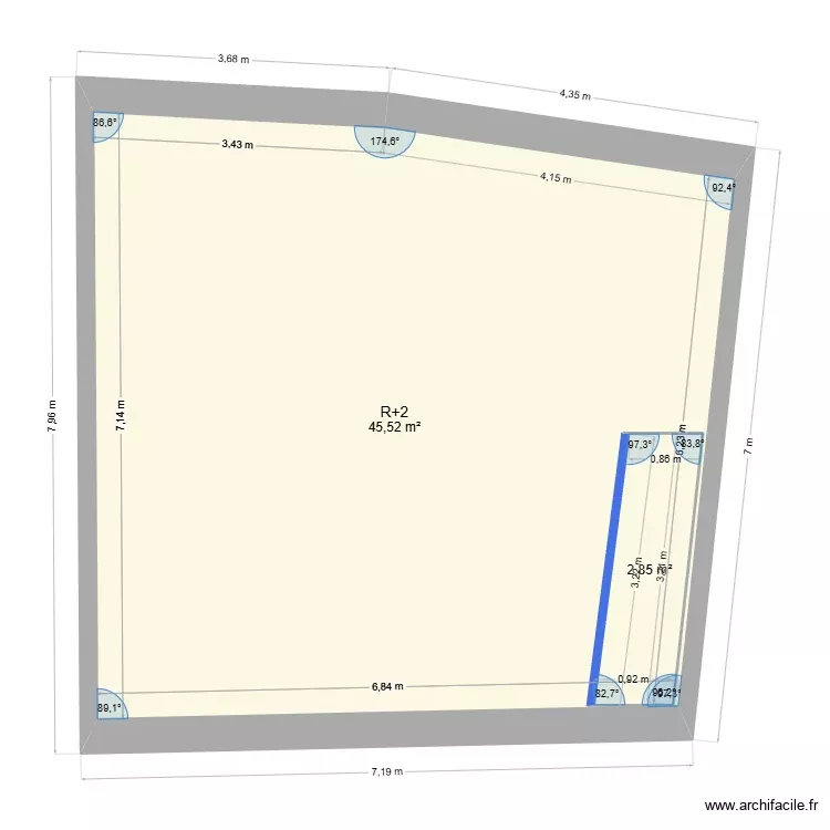 Vassaux. Plan de 2 Pièces et 52 m²