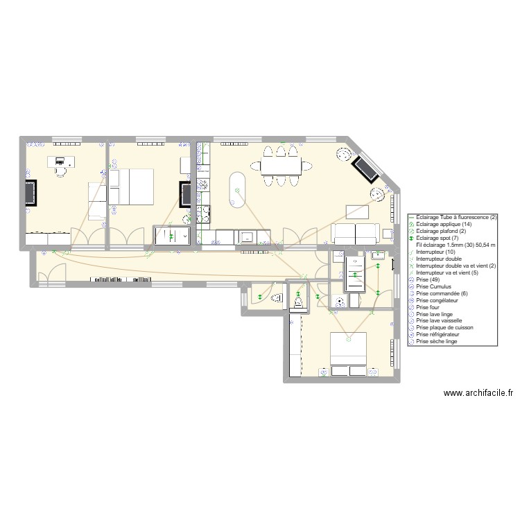 Plan Alexandrie Electrique. Plan de 9 pièces et 116 m2