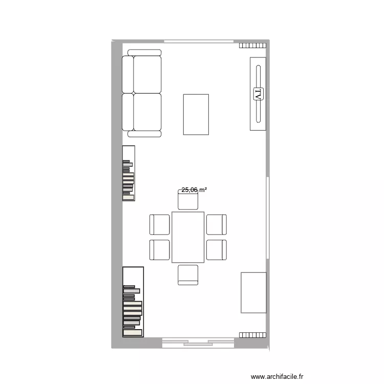 Plan existant salon. Plan de 1 Pièce et 25 m² Plan existant salon. Plan de 1 Pièce et 25 m²