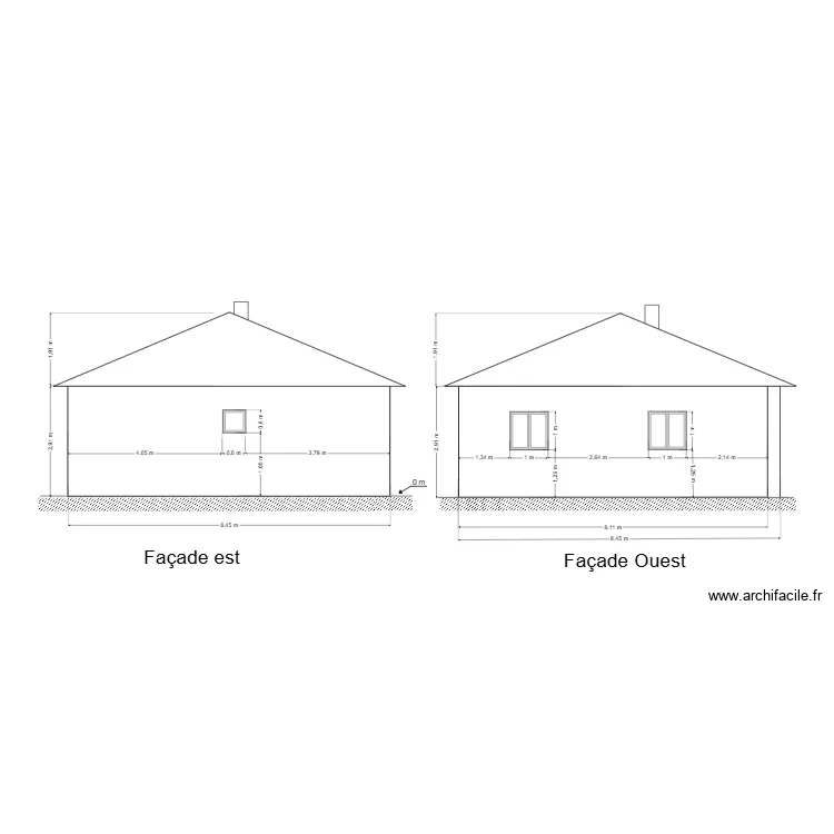 Tanguy - Popo ( Facade Est - Ouest ). Plan de 
