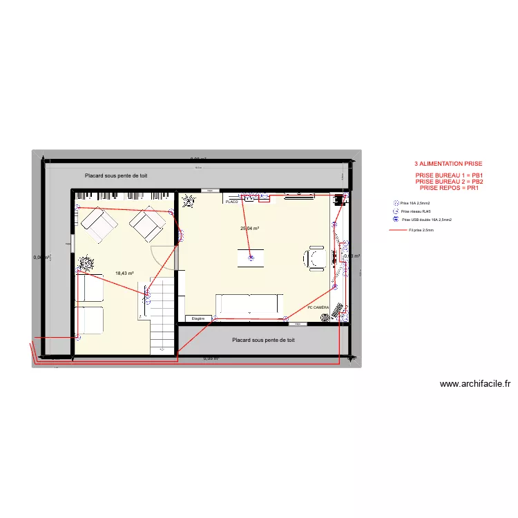festigny 2 étage PRISE ELECTROM&Eacute;NAGER. Plan de 