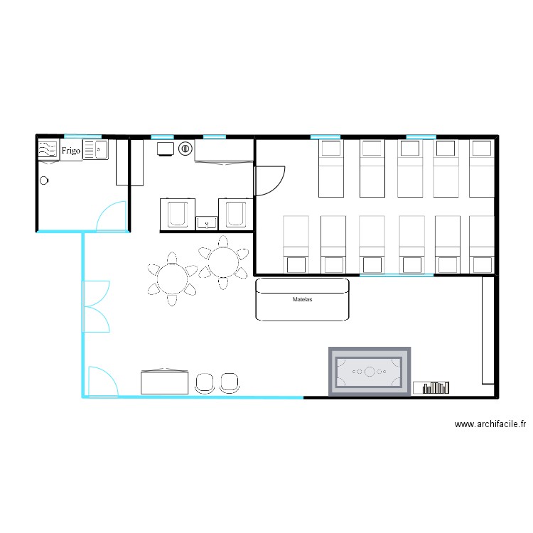 Sections moyens et grands. Plan de 3 pièces et 81 m2