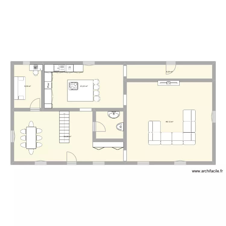 finit. Plan de 5  et 122 m²