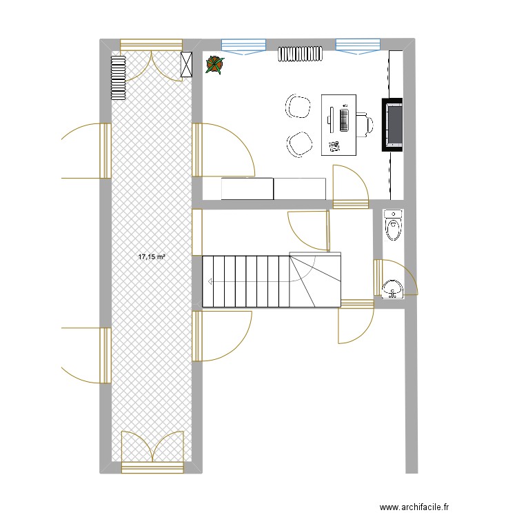 COULOIR. Plan de 1 pièce et 17 m2