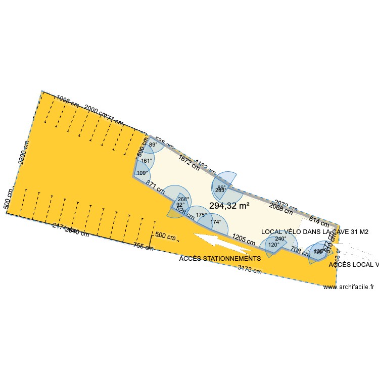 La ,fleur plan de masse. Plan de 1 pièce et 294 m2