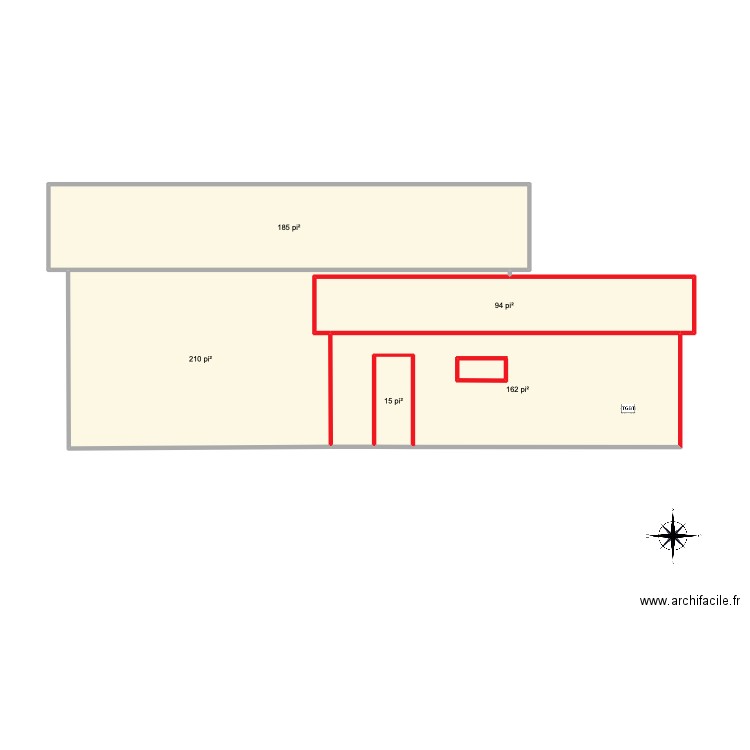 plan coter droit. Plan de 5 pièces et 62 m2