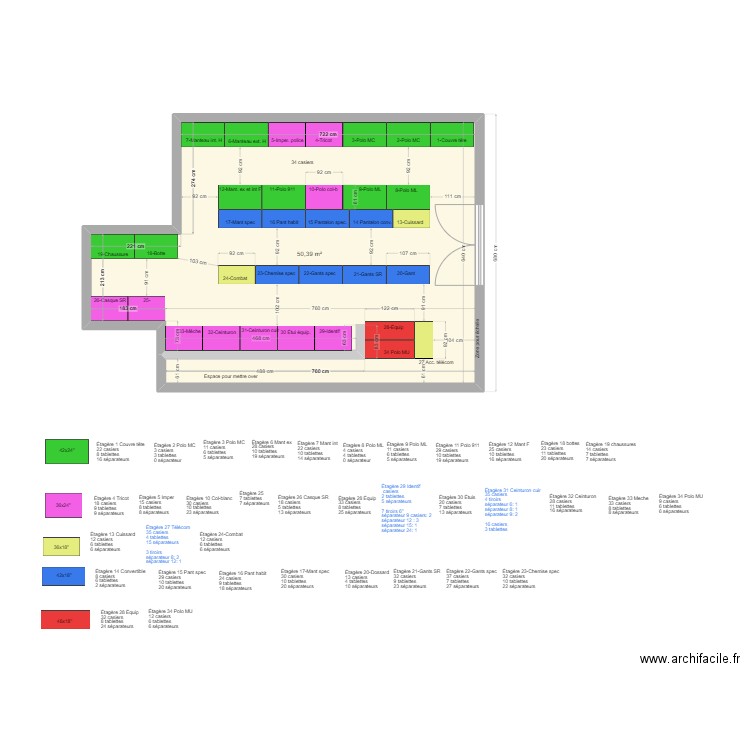 Entrepot 1.1. Plan de 1 pièce et 50 m2