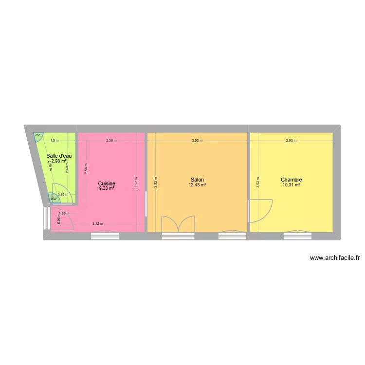 BOYER existant. Plan de 4  et 35 m²