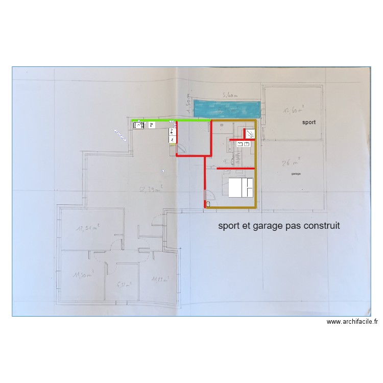 ludo marssac. Plan de 1 pièce et 8 m2