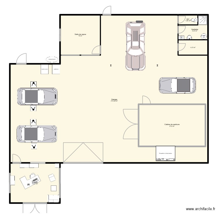 retro auto passion. Plan de 7 pièces et 317 m2