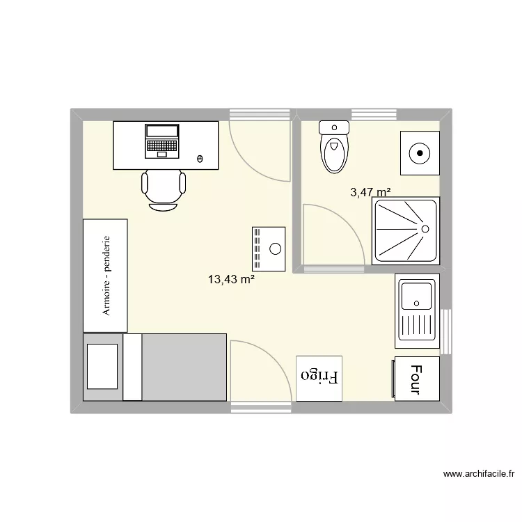 Dependance. Plan de 2  et 17 m²