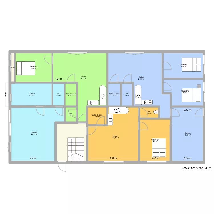 CORBARIEU RDC 3 bgf. Plan de 19  et 197 m²