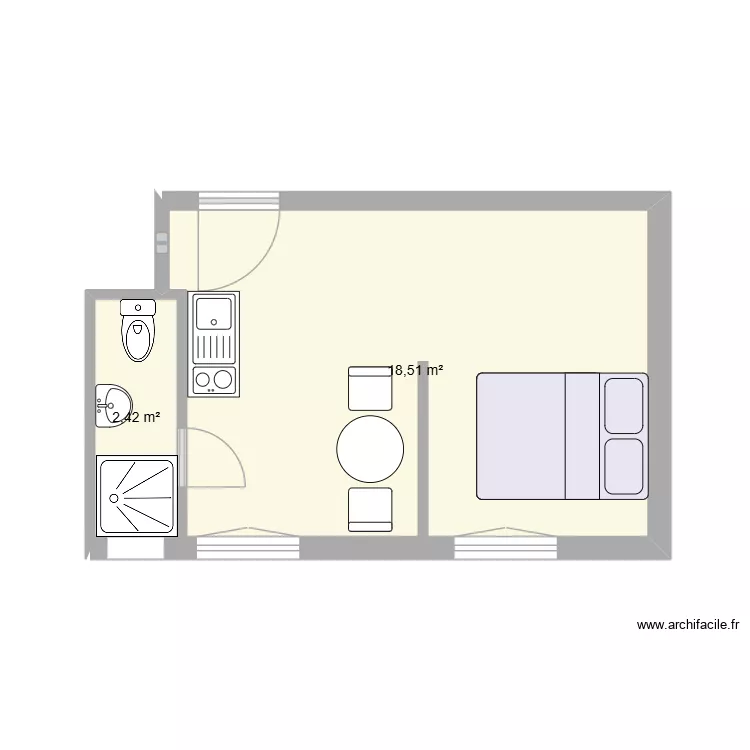 Studio Vaugelas. Plan de 2 Pièces et 21 m² Studio Vaugelas. Plan de 2 Pièces et 21 m²