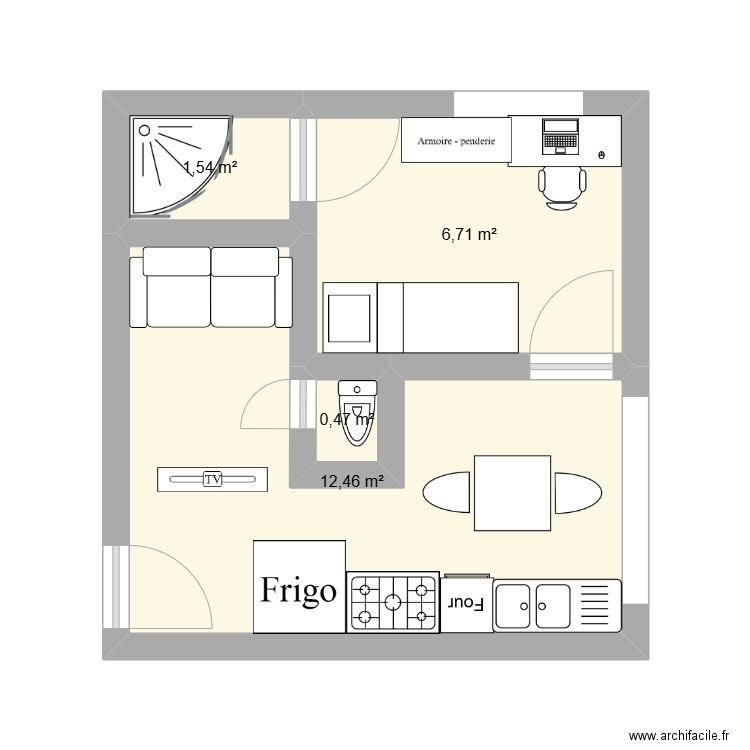 projet nexity t1. Plan de 4 pièces et 21 m2