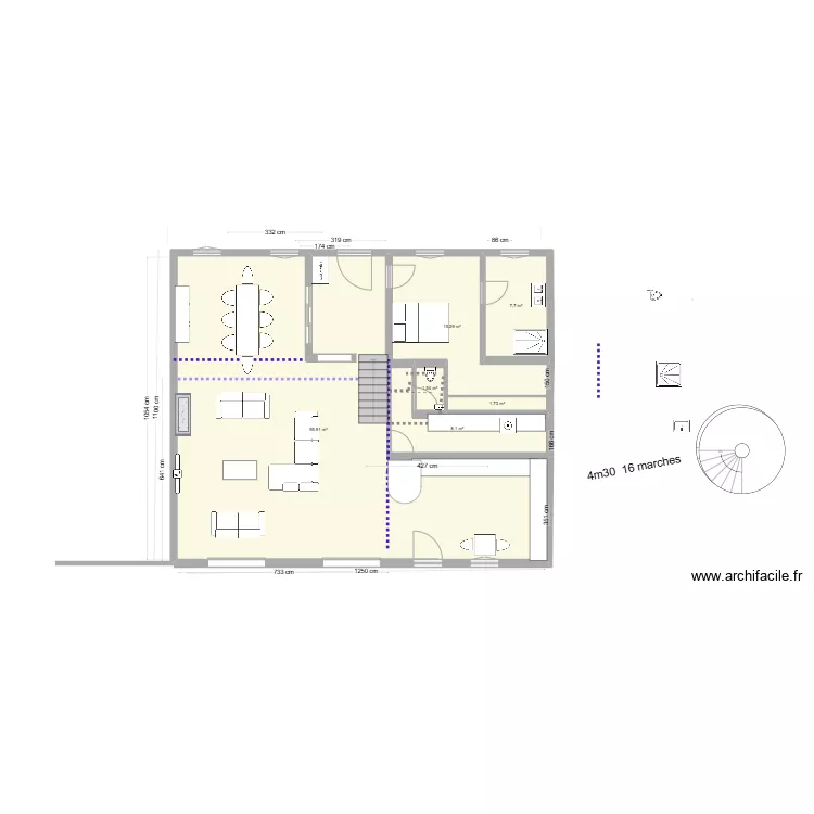 rdc jf2+ANNIE 206 m2 rectangulaire. Plan de 